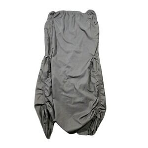 Edikted Gray Long Drawstring Pencil Skirt XS Polyester Elastic Waist Women